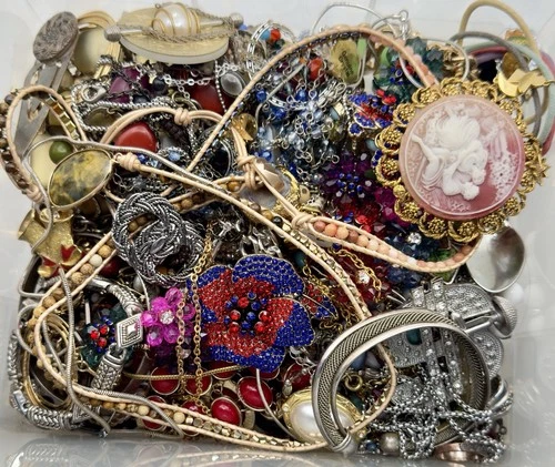 HUGE 3+lbs Vintage To Modern Fashion Costume Reseller Wearable Jewelry Lot