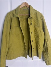 Chicos 100 Cotton Textured Jacket Chartreuse Lemongrass Yellow Button Front  M