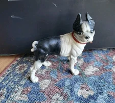Vintage Antique Cast Iron Boston Terrier Bull Dog Door Stop Hubley