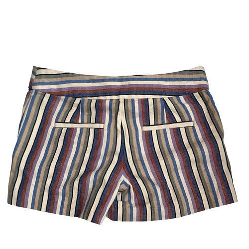NWT LOFT "The Riviera" Multicolor Herringbone Striped Cotton/Linen Blend Shorts - Picture 6 of 7