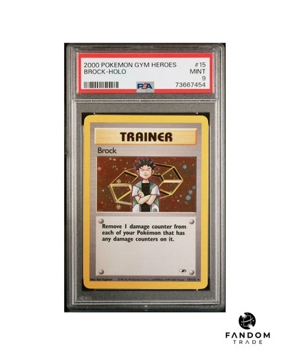 PSA 9 MINT Brock Holo 15/132 Pokemon Gym Hereos Unlimited