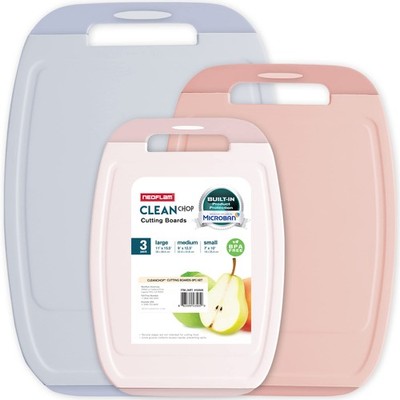 Neoflam Microban Protection Cutting Board 3 Piece Set, Stain & Odor/BPA Free, Re