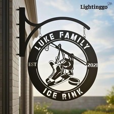 Custom Hockey Metal Sign Personalized Family Name Ice Rink Wall Art Gift 74