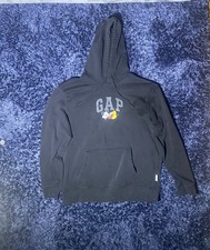 Gap x Disney Unisex Mickey Mouse Relaxed Logo Hoodie Black Sz S Adult