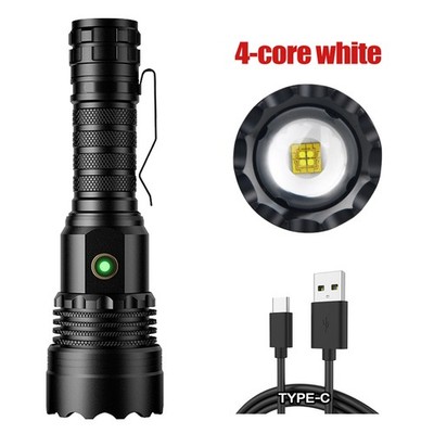 50000 Lumens 4 Core White Laser LEP Flashlight USB Type-C Charging Zoom Torch US
