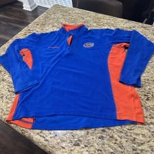 FLORIDA GATORS Columbia Blue Orange Fleece 1/4 Zip Pullover Jacket Small