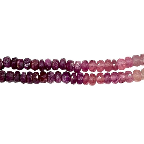 18 Inch Natural Ruby Necklace 3-4mm Shaded Faceted Cut Beads 925 Silver Clasp - Picture 7 of 8