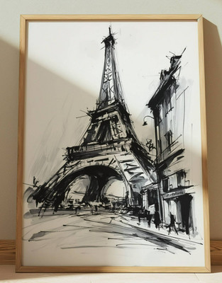 EIFFEL TOWER PARIS FRANCE INK DRAWING PRINT SKETCH 8'' x 10'' EIFFEL TOWER FRANCE