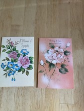 Vintage Unused FANTASY Greeting Card Sympathy Birthday Lot 2 No Envelopes
