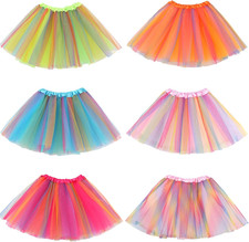 Girls Ballet Tutu Dress Skirt Set of 6 Multicolored for Kids Birthday Party