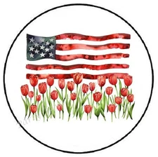 FLAG AND TULIPS ENVELOPE SEALS LABELS STICKERS PARTY FAVORS