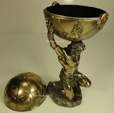 12 3/4 Greek Atlas God Carrying Earth Trinket Box Statue Sculpture Bronze Finish