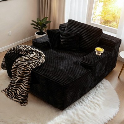 Oversized Chaise Lounge Chair 410 lbs Floor Couch 67'' Cloud Plush w/ Armrest