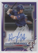 2021 Bowman Chrome Prospects Purple Refractor /250 Heriberto Hernandez Auto 2x4