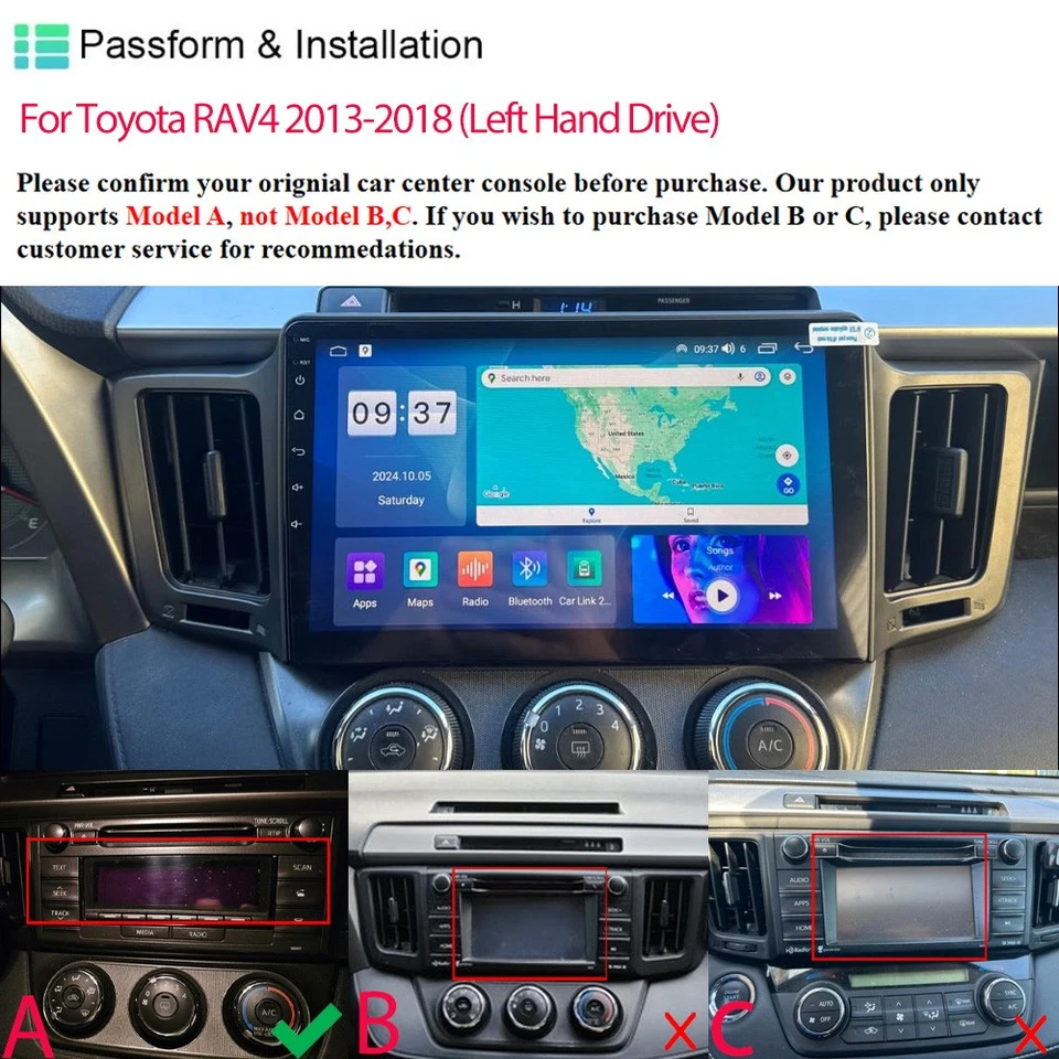 2 + 64G для Toyota RAV4 2013-2018 Apple Carplay GPS BT автомобиля стерео радио Android 15 - Изображение 2 из 4