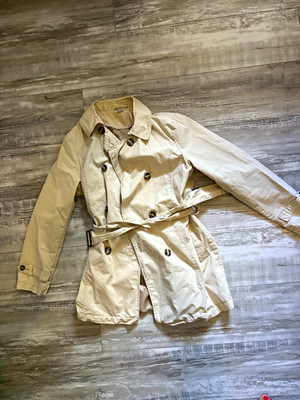 BLUE MOTION Damen Trenchcoat Mantel Beige Gr. 38 Baumwolle halblang Gürtel