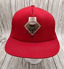 Vtg 1991 Alcoa Hat Home Safe Warrick Construction Safety Red Snapback USA NOS