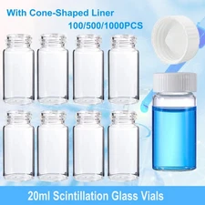 1000x 20mL Glass Vials Scintillation Vial Liquid Sample Vials Cone Shaped Liner