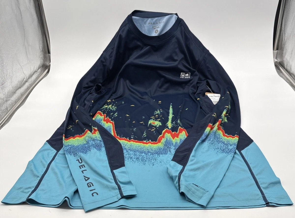 Chemise Technique De Pêche PELAGIC Manches Longues Taille XXL - Bleue à Rayures - Haute Performance