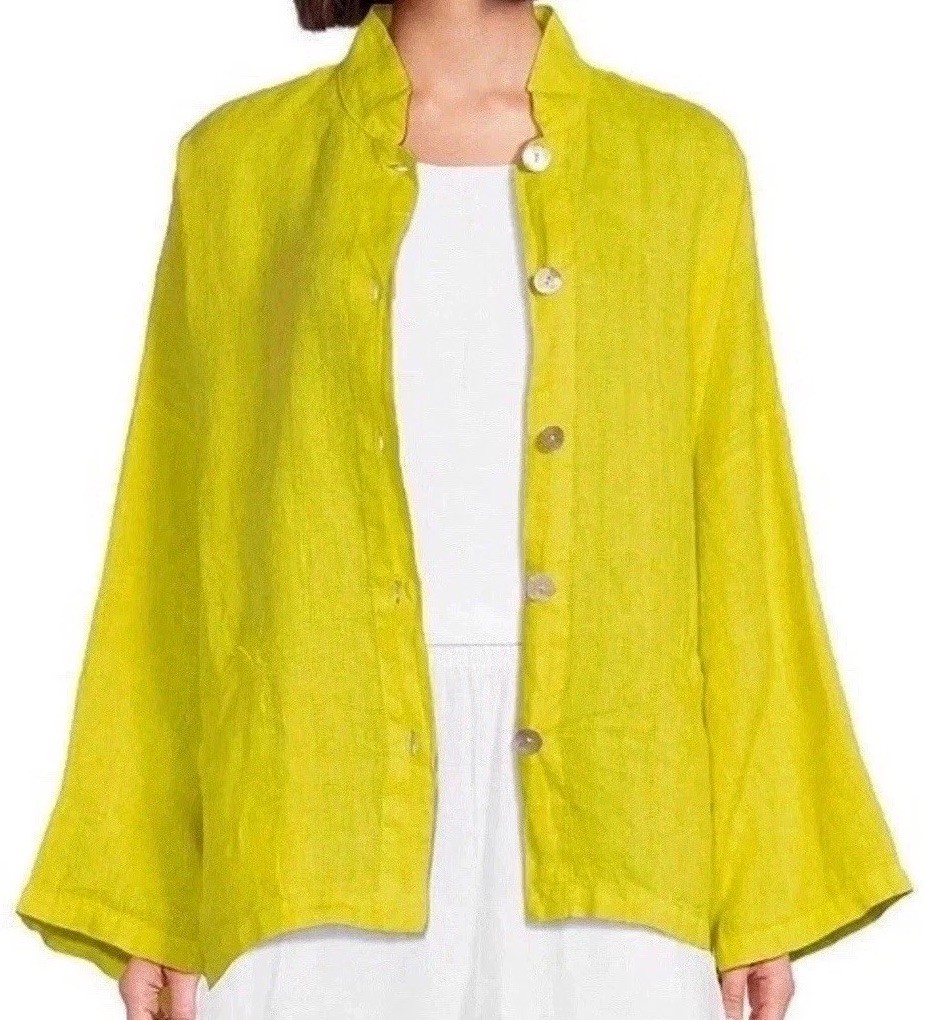 New Bryn Walker Danuta 100% Linen Jacket Mother of Pearl Buttons Oversized M