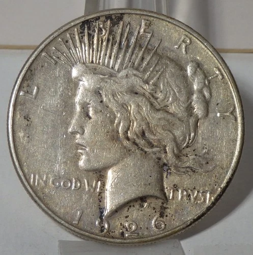 1926-S Peace Silver $1 VF Details cleaned; Jan.2nd Silver$74.16, $1 Value $57.79
