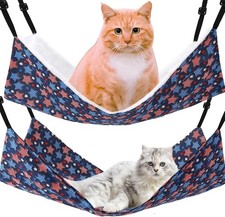 Cat Hammock for Cage Hanging Reversible 2Pack,Pet Hammock Bed Adjustable,Soft Sl