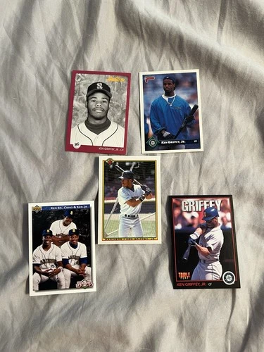 KEN GRIFFEY JR 5 CARD PREMIUM 2nd Year BOWMAN LOT REAL NICE VINTAGE MINT HOF