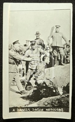 Chinese Execution Photo, Bandit Being Shot in Head. C 1920's China