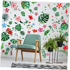 66 Pieces Large Palm Leaves Wall Decals Tropical Hibiscus Flower Peel