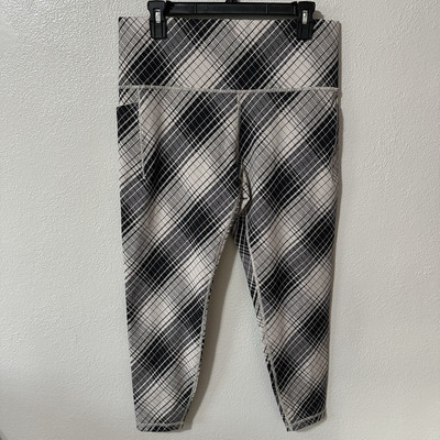 Athleta Salutation Stash Textured Tight Plus Size 1X Black Ivory Plaid Leggings