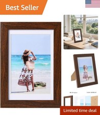 4x6 Picture Frame Rustic Brown Display Pictures 3.5x5 with Mat or 4 x 6 Witho...