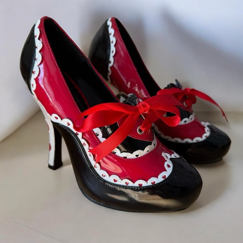 Funtasma Reina de Corazones Alicia en el País de las Maravillas Tacones Zapatos cosplay Talla 6 Patente - Imagen 1 de 9