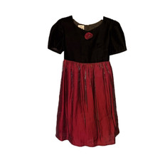 Girls Special Occasion Dress, size 6X Black Velvet & Burgundy Girls Special Occasion Dress, size 6X Black Velvet & Burgundy - Image 1