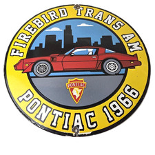 Vintage Pontiac Automobiles Sign - Firebird Trans Am Automobilia Porcelain Sign