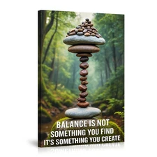 Balance Inspirational Wall Art Canvas Poster Zen Stone Stacking Nature Scene