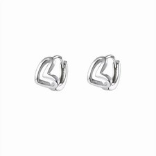 Heart Hoop Earrings 925 Silver Cute Open Heart Huggie Earrings for women 319