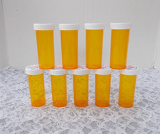Lot of 9 Empty Clean Prescription Bottles 3-1/8" Tall x 1-1/8" in Dia. Child..