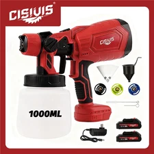 Cordless Paint Sprayer 1000ML HVLP Spray Paint Gun With 2 Batteries For DIY Work