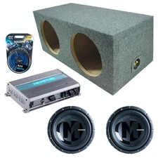 Sealed Rear Angle Dual Enclosure w/ PRX1224 12" Sub, 600W Amplifier &  Amp Kit