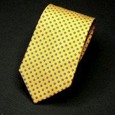 JOS A BANK Gold W/Blue/Red Little Flowers Men's Tie EXTRA LONG 61 X 3.5" MINT