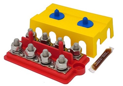 BusBar - Dual 250 Amp 4-Post Power Distribution Block - 3/8'' & 3/8'' Stainless...