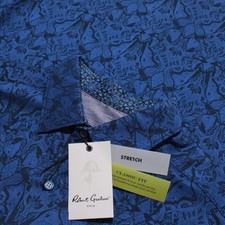 Robert Graham NWT Highland Casual Button Down Shirt Size M Classic Fit in Blue