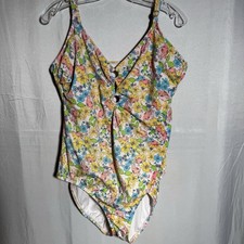 Time and Tru One Piece Swimsuit 2X 20W 22W Floral Front Plus Size Vacation