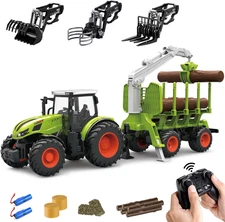 Remote Control Tractor Farm Playset 2.4Ghz Electronic RC Tractor with Trailer an