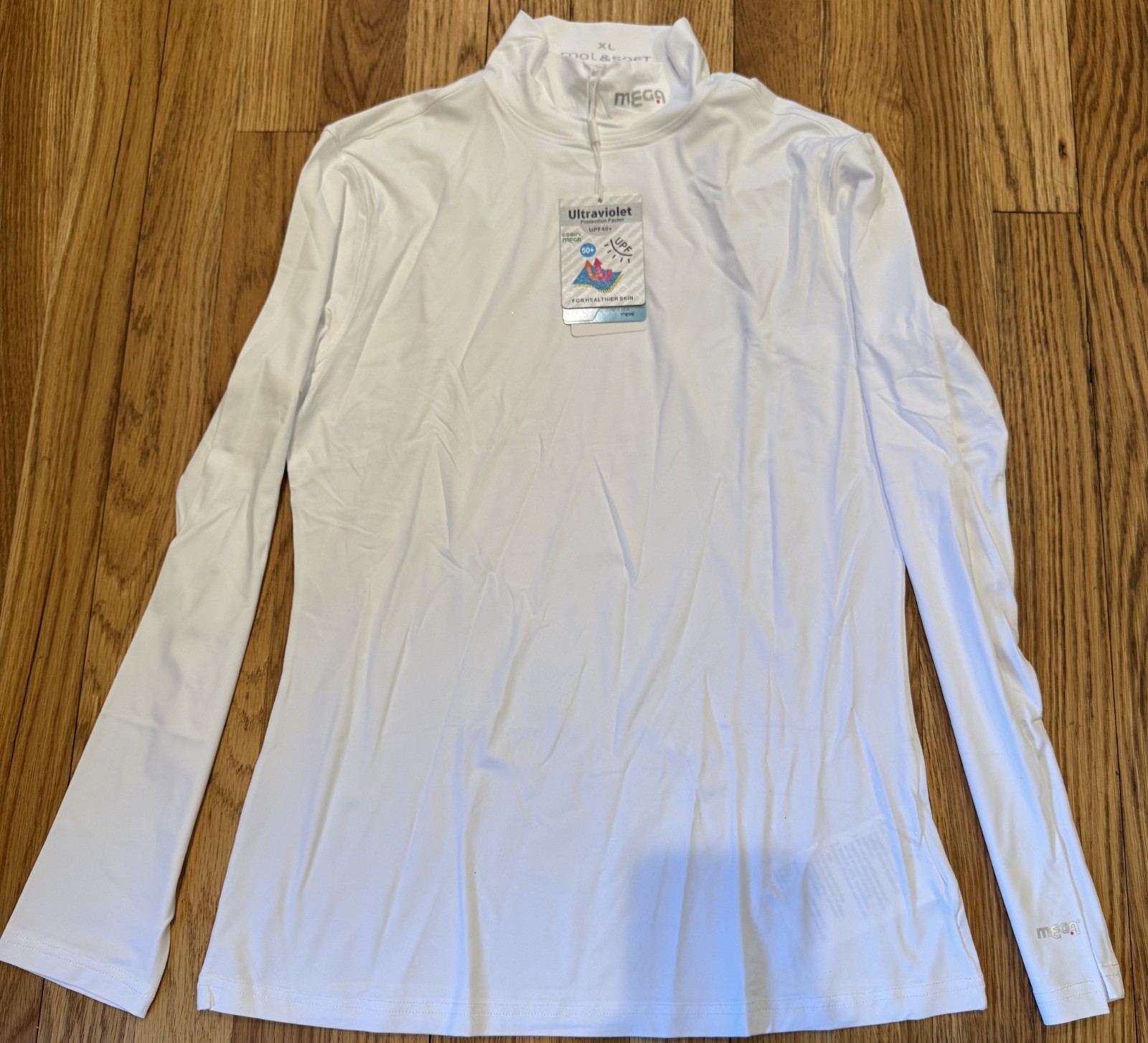 White Mock Neck L/s Upf 50 Golf Athletic Shirt Xl
