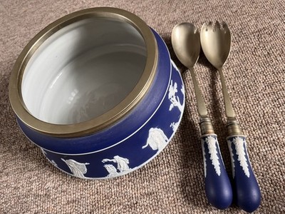 Antike Adams Tunstall England Blue Dip JasperWare Salatschüssel Keramik & Utensilien