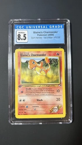 CGC 8.5 NM/MINT+ Blaine's Charmander Gym Heroes 1st Edition 2000 Pokemon  61/132