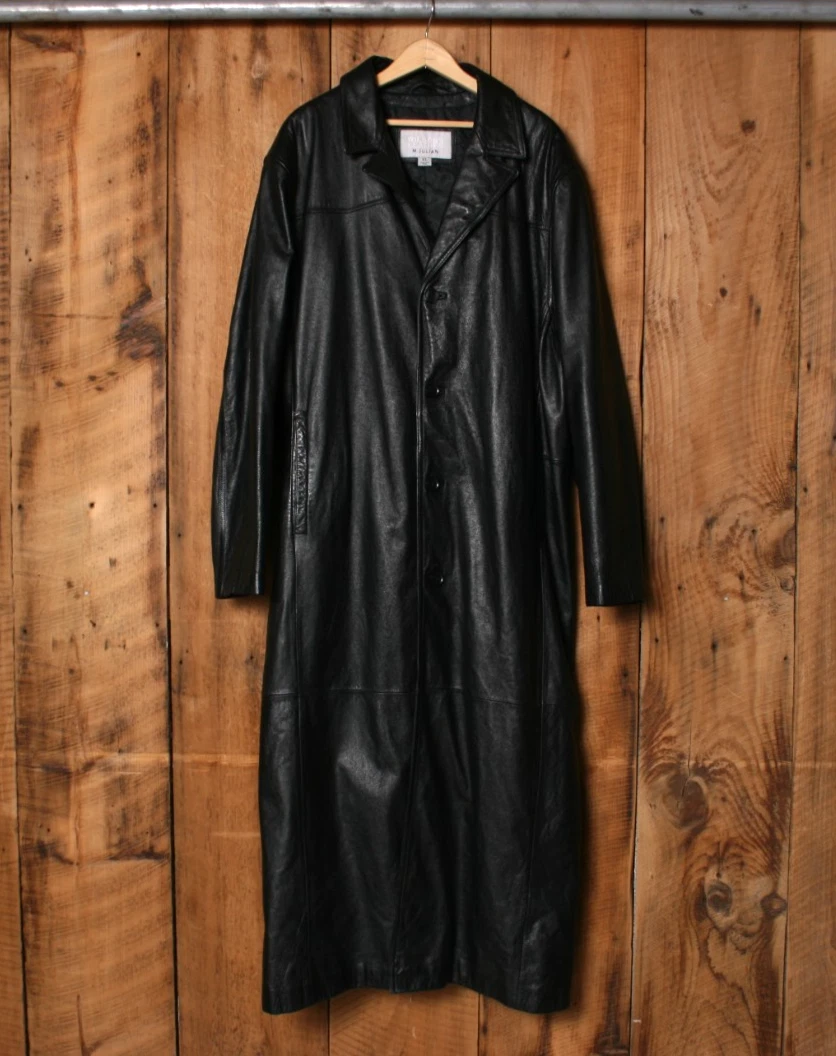 Vintage Leather Trench Coat In Men's Coats & Jackets for sale | eBay
