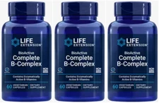 BIOACTIVE COMPLETE B-COMPLEX 3 BOTTLES 180 Capsules LIFE EXTENSION