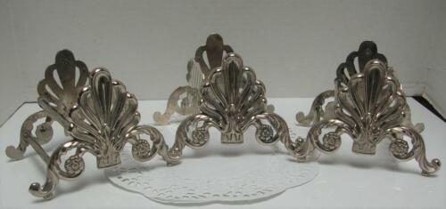 Vint. Set of 3 Ornate ELEGANCE Silverplate Zinc 12 Slot KNIFE REST HOLDERS MA23 - Picture 3 of 4